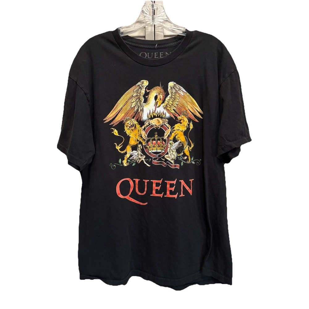 Queen Graphic Logo Tshirt Band Rock &‎ Roll Size XL Eagle Crown Black/Yellow